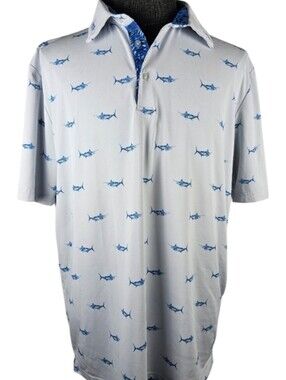 Scales Men's Poly Blend Patterned Golf Polo Casual Sport Size L